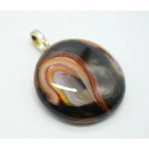 Brown White Swirl Flattened Glass Jabo Marble Neck